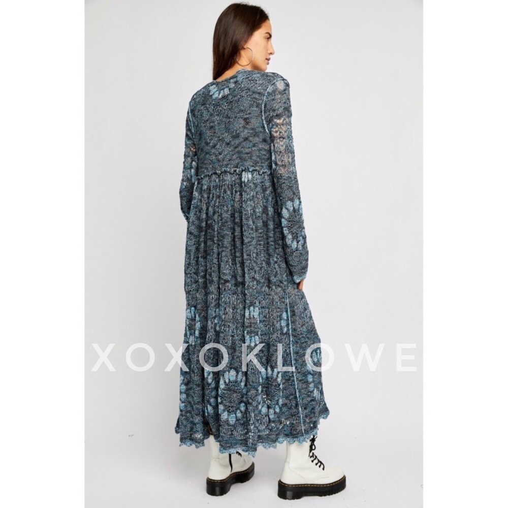 Free People Sea Spirit Tie Front Longline Cardigan | Deep Sea Color | NWT - Picture 4 of 12